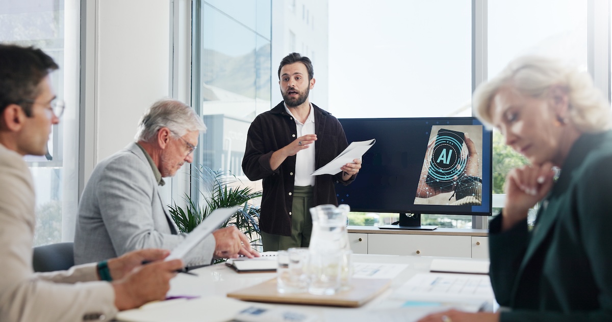 Presentation, paperwork and businessman in office with team for AI governance system. Discussion, professional and IT developer with investors for investment planning with corporate cybersecurity SSUCv3H4sIAAAAAAAAA21SSW7DMAz8i8452M6CJF8pioKWmFioJBoS3dYI8vdSVICutxmC5MxQupkRirfmfDM+hKVwBvaUzLnbmIzJYVb4lreHThE6z5Q9BGUjsJ0SRDRnUyYifjnu+90wmI0BLx33jSkMvBQsIiHMAuNV5pV/aUtZNshUWcYKpLP7t36vtgKCLnwyx/1xhwjWddLTD+C6zp7Gk5BtD7DrDqfDyTxvzOs7Y44PD7A4Tw3O2Vufro0QTzWu2pRLUKwOyrSwzAq1r5W3/IkYeZ0ldi/eLlb8pCWOddz028N+N3SDmq2NpUVwEv0RRk8yeVma1yao+717OFzmQOC4mjTgaMSHfBX74UcKLiPEwj42MxAgropwRYyKIhWeJ2IqSldYo7eZlMyU3F6RpUBLHumj1SHVc0TJC00HZyr++57RX9WGltqK4GeHEOodVLf+JXmuiInbjIX0a6b8LfXDNl8E3e+fcYOnSJ8CAAA=